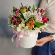 Шляпная коробка Микс альстромерий